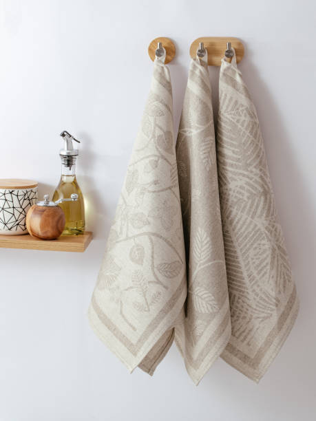 istock several towels for the kitchen are hanging on a hanger. 1691567009