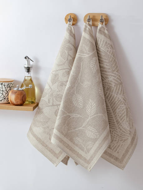 istock several towels for the kitchen are hanging on a hanger. 1691567014