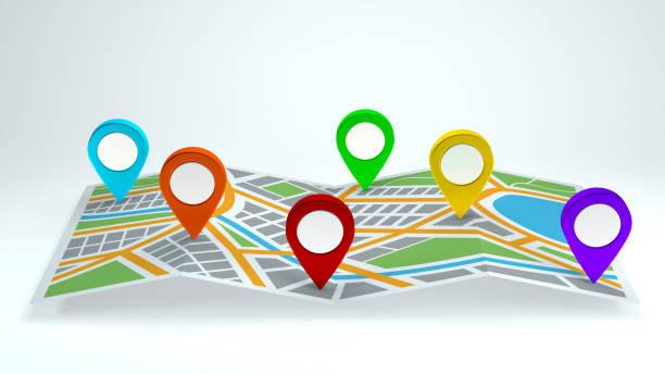 istock Location pins on a map background, GPS navigation pointer. stock photo 1691590950