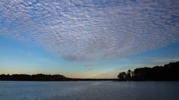 Lots of clouds fill the early evening skies in this shot taken on beautiful Lake Sinclair in Milledgeville, Georgia.