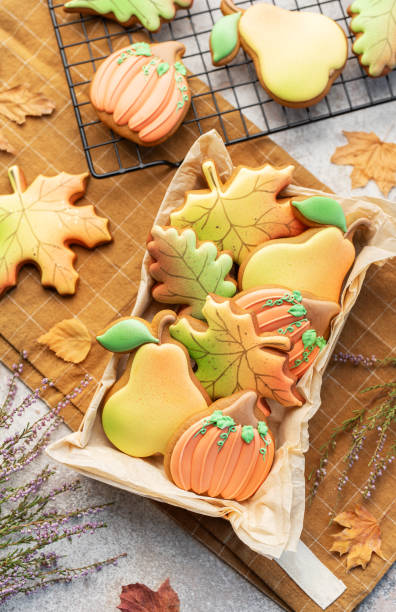 istock Multicolored autumn homemade cookies in a gift box 1691695843