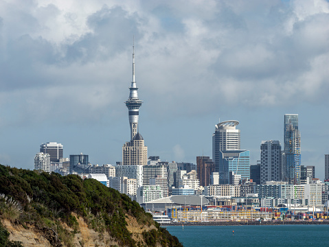 Waitemata Harbour and sea port in Auckland, New Zealand