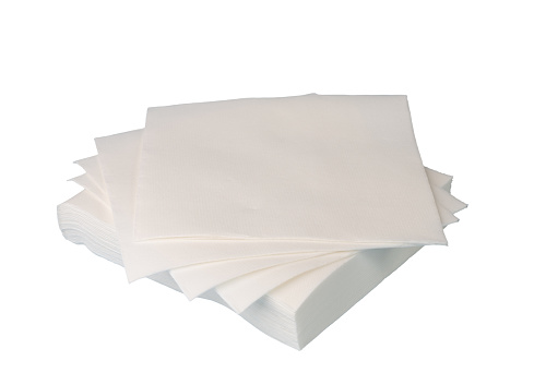 White paper napkins on a transparent background