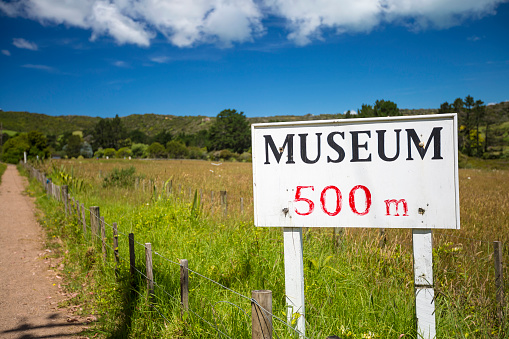 Museum sign in Waiheke Island, New Zealand