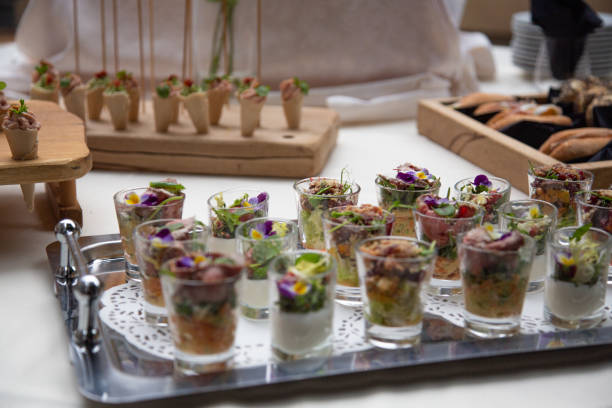 Food served in small glasses