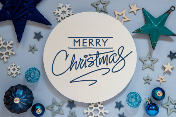 istock Blue Christmas Decor With Text Merry Christmas 1691778267