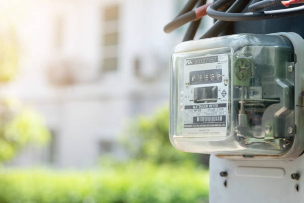 istock Electricity meter on a light pole. Energy and economic concepts. 1691790516