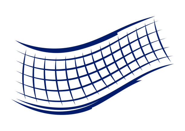 volleyballnetz-illustration. sportvereinsartikel oder -symbol. - volleying stock-grafiken, -clipart, -cartoons und -symbole