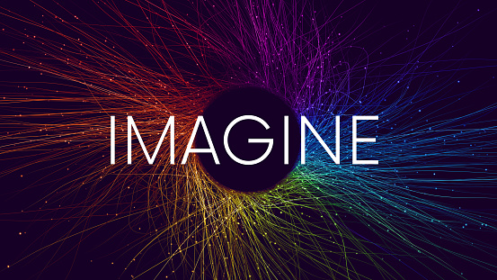 Imagine Word Written On Rainbow Thin Streams Stock Illustration ...