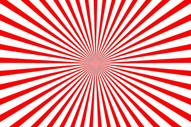 Vector illustration of Red sunburst pattern. Red rays background