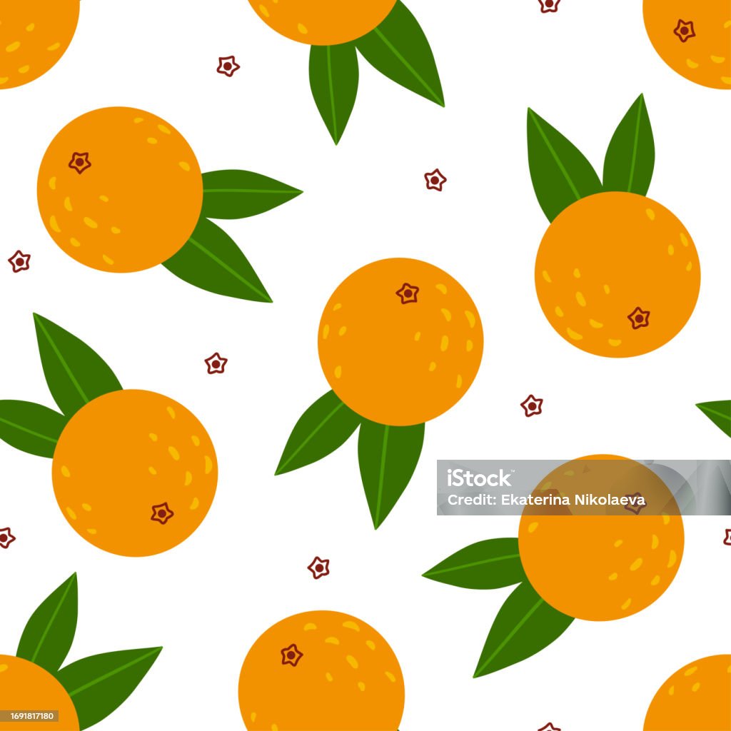 Cute Oranges Pattern Cute Summer Tropical Pattern With Oranges On White Background Stock ...