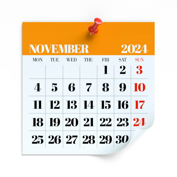 istock November 2024 - Calendar. Isolated on White Background. 3D Illustration 1691831641