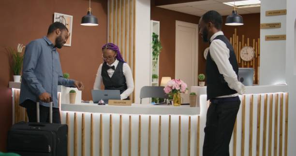 istock Guest asks for service and room card 1691850010