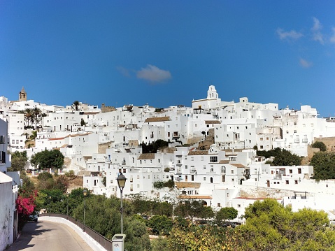 views of the town of Vejer de la Frontera in Cádiz, Spain on a sunny day