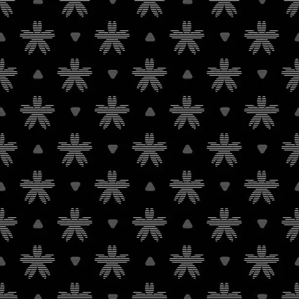 Vector illustration of Seamless black and white floral seamless pattern
