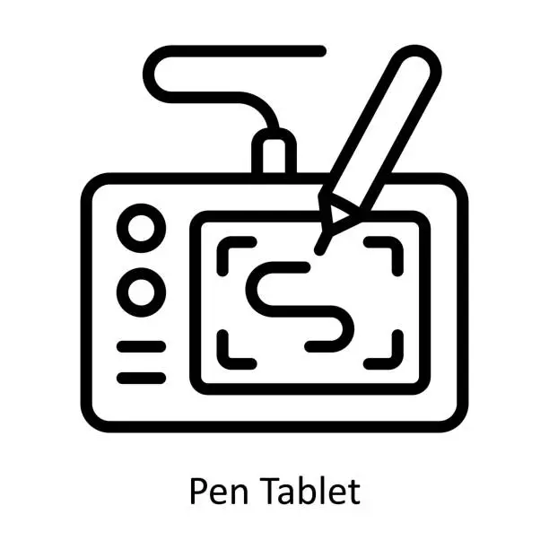 Vector illustration of Pen Tablet vector  outline Icon Design illustration. Graphic Design Symbol on White background EPS 10 File