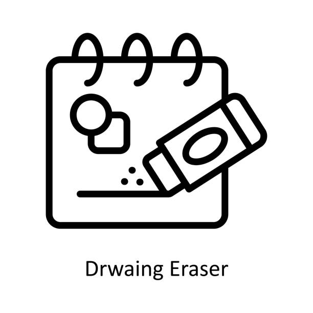 drwaing radiergummi vektorumriss icon design illustration. grafikdesign-symbol auf weißem hintergrund eps 10-datei - business construction eraser blueprint stock-grafiken, -clipart, -cartoons und -symbole