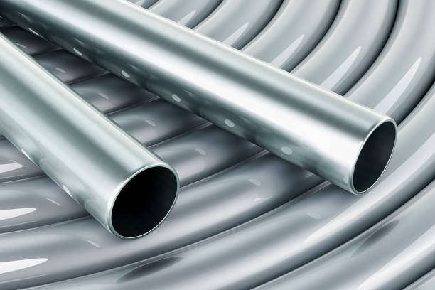 Steel Tubing Coils background, 3D rendering