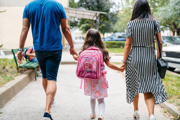 istock Mother And Father Taking Their Daughter To School 1691892477