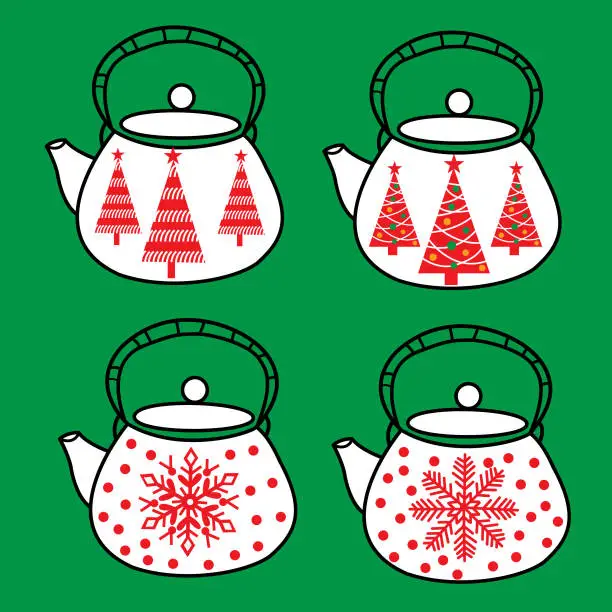 Vector illustration of Teapots .