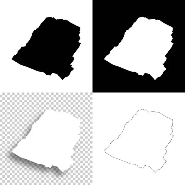Vector illustration of Hampshire County, West Virginia. Maps for design. Blank, white and black backgrounds