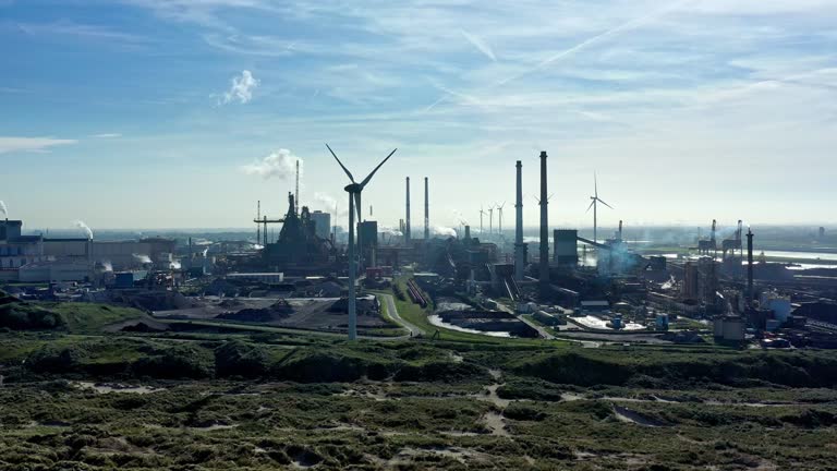 Steel and coal. Industrial area in the early morning