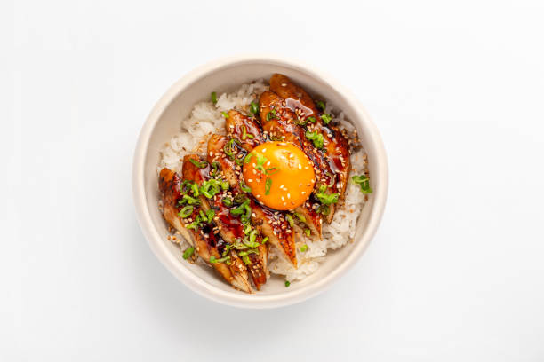 Hawaiian bowl with eel and egg yolk.