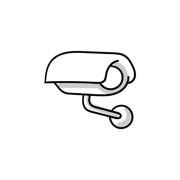 Vector illustration of Surveillance Security Camera CCTV Sketchy Doodle Vector Icon with Editable Stroke. The Icon is suitable for web design, mobile apps, UI, UX, and GUI design.