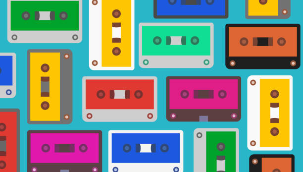 istock Background from music cassettes. Vintage music cassettes. 1691947758