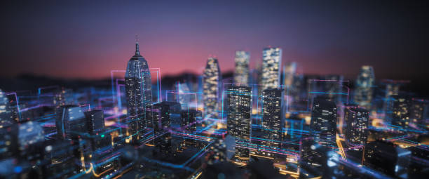 Cityscape With Data Lines - Smart City, Technology, Innovation