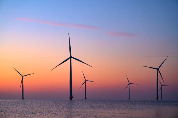istock Wind turbines in an offshore wind park producing electricity during sunset 1691964393