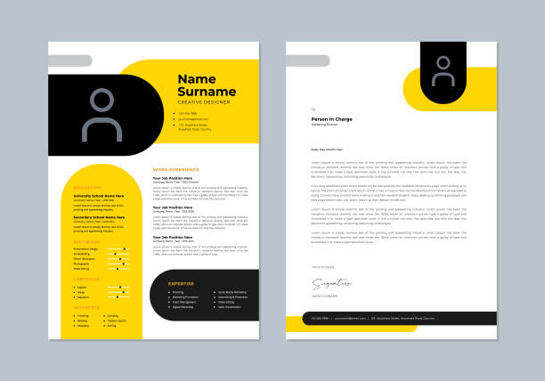 Cv templates. Professional resume, cover letter business layout job applications. Vector modern minimalist presentation set. simple letterhead template stock illustrations