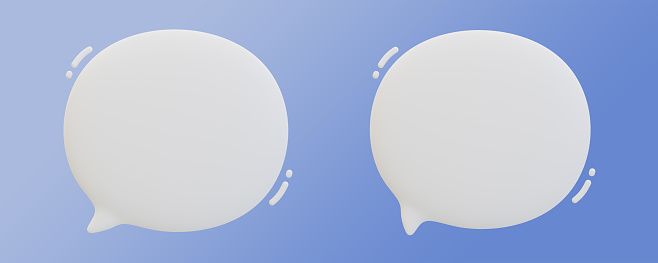 3d minimal blank chat template. set of speech bubbles. 3d illustration. clipping path included.