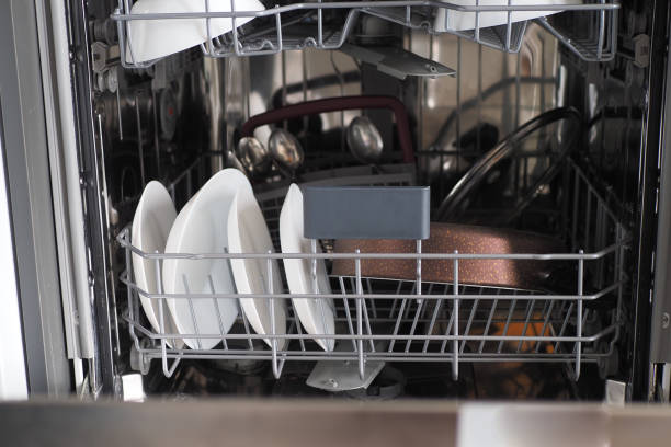 istock women hand closing dishwasher door . 1691982390