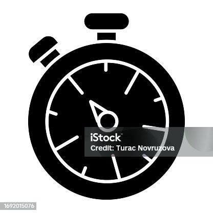 istock Stopwatch solid icon. Timer illustration isolated on white. Sport watch chronometer glyph style designed for and app. Eps 10. 1692015076