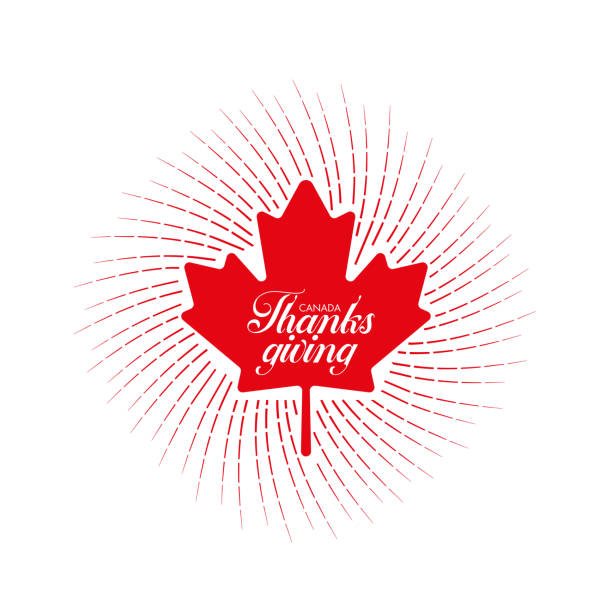 illustrazioni stock, clip art, cartoni animati e icone di tendenza di sfondo artistico del ringraziamento canada con foglia d'acero. semplice banner web vettoriale. illustrazione stock di lettering del canada del ringraziamento - thanksgiving maple leaf abstract autumn