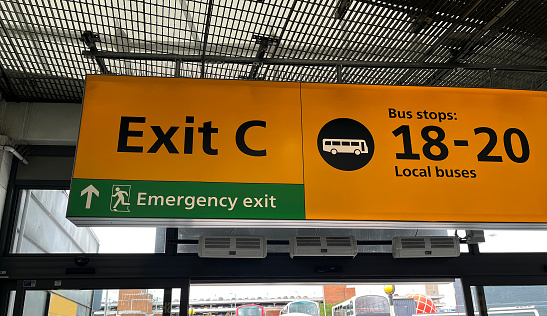 Exit sign for bus station