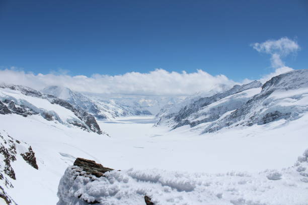 Top of Switzerland mountain covered in snow, Sky, Cloud