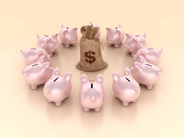 istock Piggy Bank Circle with Money Dollar Sack 1692052191