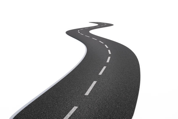 istock Curved asphalt road isolated on white background. 3d illustration. 1692054831