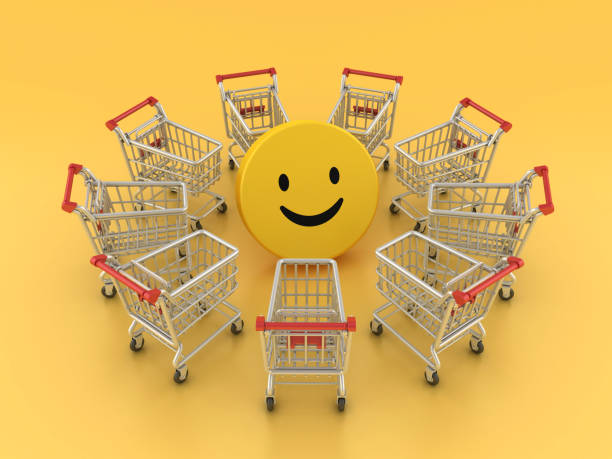 istock Shopping Cart circle with Happy Emoticon 1692064578