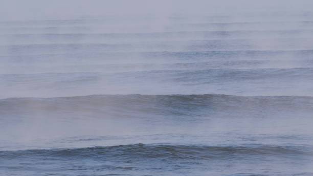 istock Clean Sea Waves Covered with Fog Slow Motion 1692069106