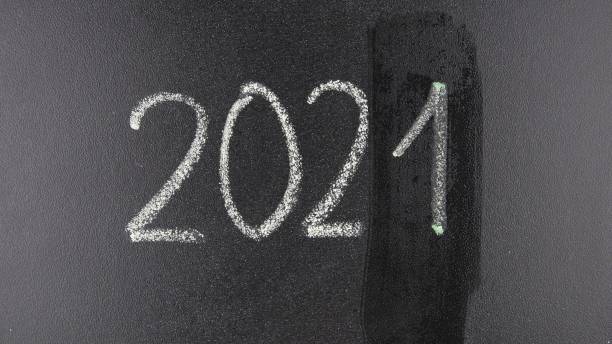 istock Writing 2021 Year instead of 2020 with Chalk on Blackboard 1692070909