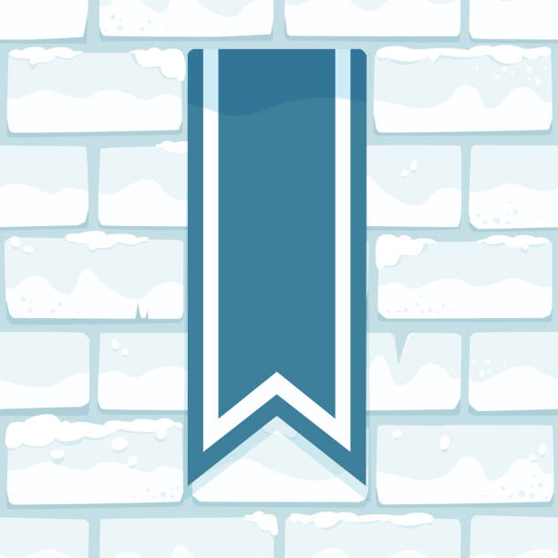 kreskówka śnieżna ściana z wiszącym proporczykiem kwadratowy bezszwowy wzór. - fortified wall stone built structure backgrounds stock illustrations