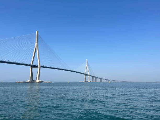 istock Incheon Bridge, blue sky seen from the sea 1692073820