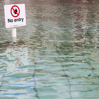 Prohibition sign No Entry in a pool