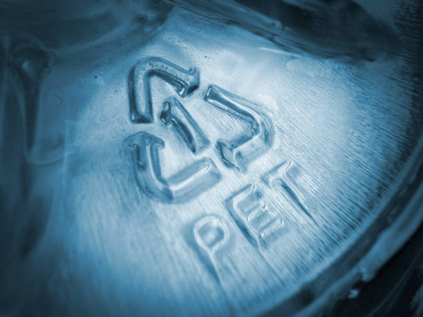 Close-up of plastic recycling symbol number 1 PET stock photo