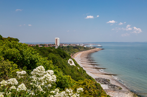Usedom Island, Mecklenburg Western Pomerania, Germany - May 9, 2021: Access to the beach on the Baltic Sea in Heringsdorf on Usedom.