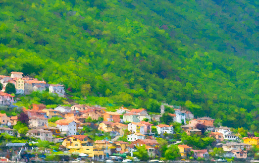 A hillside village on Lake Como, Italy.