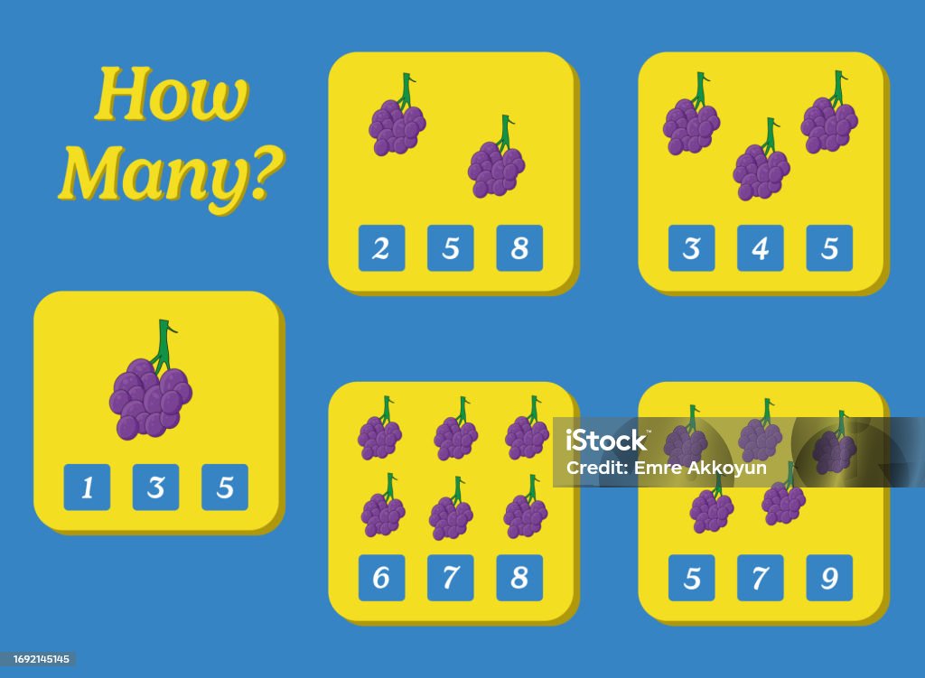 Grape Math How Many Grape Are There Educational Math Game For Kids Stock ...